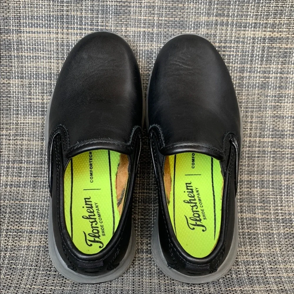 Florsheim Boys Great Lakes Jr. Plain Black Leather Slip-On Dress Shoes Size 10